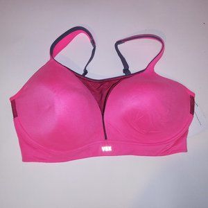 Victoria Secret Sports Bra 38DD Pink Solid Adjustable Lightly lined Wireless New
